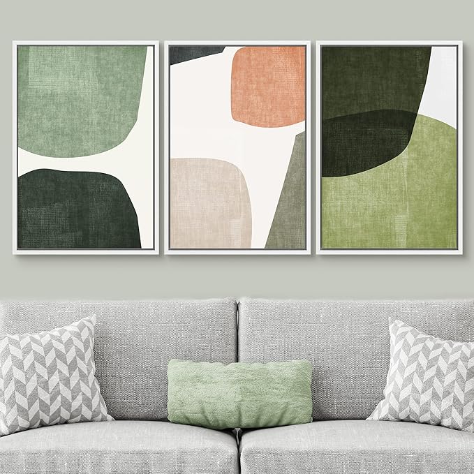 SIGNWIN Framed Canvas Print Wall Art Trio of Multicolored Transparent Ovals Abstract Shapes Illustrations Modern Art Multicolor Pastel for Living Room, Bedroom, Office - 16"x24"x3 White
