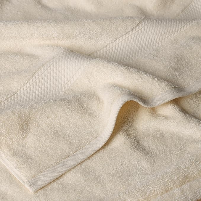 Superior Egyptian Cotton Pile 6 Piece Towel Set, Includes 2 Bath, 2 Hand, 2 Face Towels/Washcloths, Ultra Soft Luxury Towels, Thick Plush Essentials, Guest Bath, Spa, Hotel Bathroom, Cream