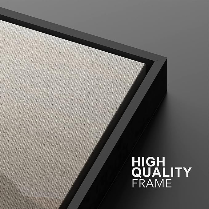 MUDECOR Framed Canvas Print Wall Art Pastel Brown Mountain Range Ocean Lake Wilderness Nature Illustrations Modern Art Decorative Calm/Relax Multicolor Rustic Minimal for Bedroom - 16"x24"x2 Black