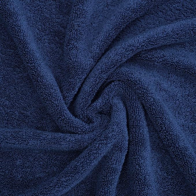 American Soft Linen Salem 100% Cotton Turkish 4 Piece Bath Towels for Bathroom, 600 GSM Soft Absorbent Quick Dry Bath Towel Set, Navy Blue