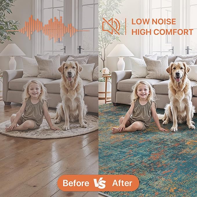 GENIMO Washable Area Rugs for Living Room Bedroom, 10x14 Modern Abstract Non Slip Rug, Low Pile Soft Contemporary Indoor Floor Carpet Cover for Dining Room Kitchen, Dark Blue