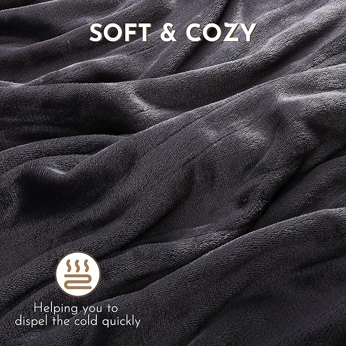 Electric Blanket Heated 72"x84" Full Size Flannel Heated Blanket with 4 Heating Levels & 10 Hours Auto Off, Machine Washable - Dark Grey