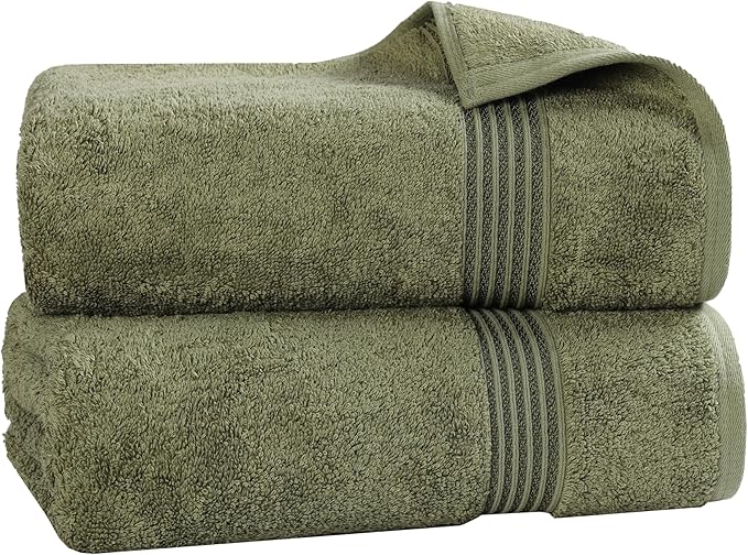 Superior Egyptian Cotton Bath Sheet Set, Oversized Towels for Home Bathroom, Master, Guest Bath, Decor Essentials, Quick Dry, Absorbent, Large Body Towel, Spa, Hotel, Resort, Set of 2, Forest Green