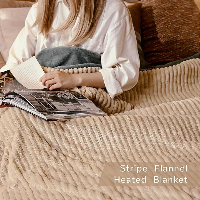 Heated Blanket Full Size 72"x84",ETL Certification- 6 Heating Levels Electric Blanket&1-10 Hour Auto Off,Heating Blanket with Dual Controller(Beige)
