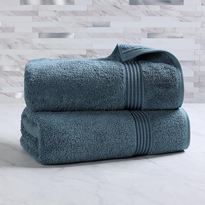 Superior Egyptian Cotton 2-Piece Bath Sheet Towel Set, Oversized Body Towels For Adults And Kids, Large Towel For Bath, Shower, Guest Bathroom, Spa, Gym, Resort, Essentials, Airbnb, Sapphire