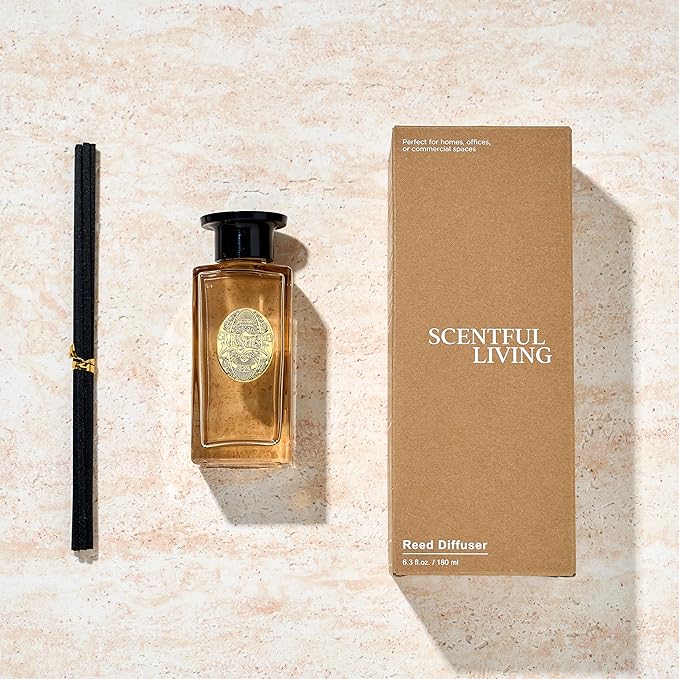 M&SENSE 6.6 oz Large Reed Diffuser Set | Ginger & Ylang Ylang Scent Oil Diffuser with Sticks | Hotel Collection Non-Toxic Essential Oil |for Bedroom Bathroom Living Room