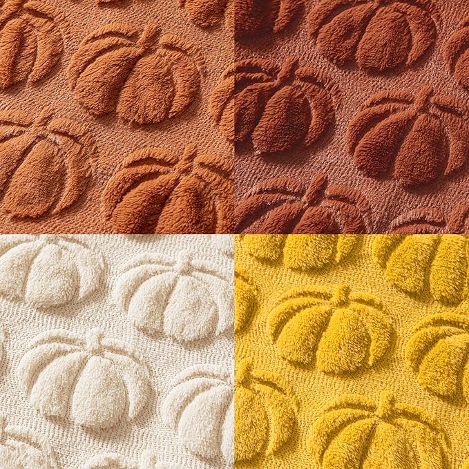MIULEE Fall Pumpkin Pillow Covers 18x18 Inch Set of 4 - Soft Cozy Plush Decorative Pillows with Embroidered Pumpkin Pattern Autumn Halloween Holiday Decor for Sofa Couch Bed Living Room,Rust-Yellow
