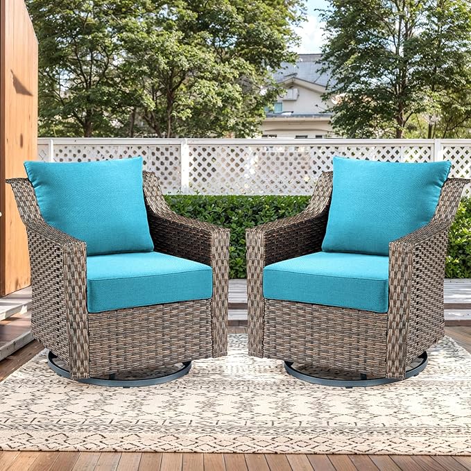 Outdoor Seat Cushion Set-24 x 24 x 6 Inch Outdoor Chair Cushions Set of 2 with Water Resistant & Removable Cover Outdoor Cushions for Patio Furniture Chair Sofa Couch-Light Blue