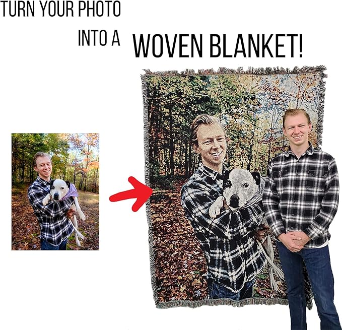 Pure Country Weavers Personalized Woven Photo Blanket - Not Printed - Custom Gift Picture Tapestry Throw 100% Cotton - Made in The USA (72x54)
