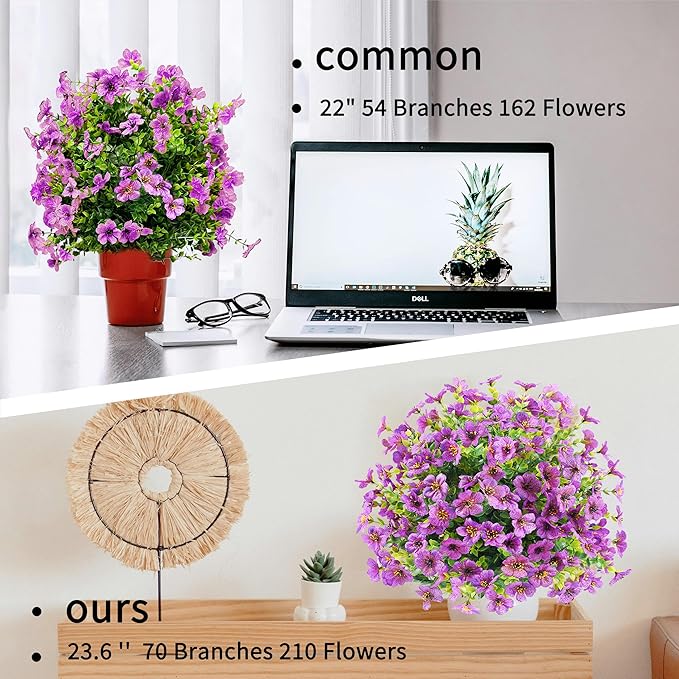 Faux Flowers for Outdoor Planters, 2Pcs Purple Lifelike Topiary Ball Tree with Ground Spike, Daisy Eucalyptus Artificial Flowers for Front Porch Decor