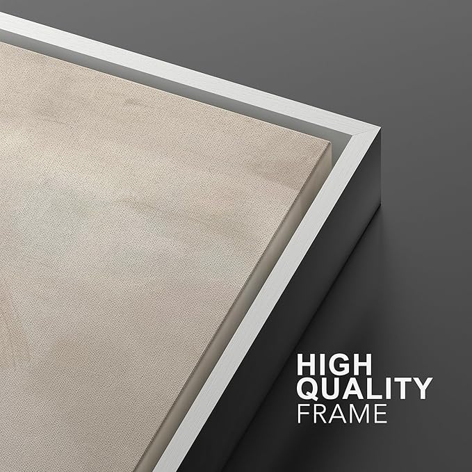 MUDECOR Framed Canvas Print Wall Art Abstract Neutral Tones Minimalist Earthy Color Palette Illustrations Modern Art Decorative Chic for Living Room, Bedroom, Office - 24"x36"x2 White