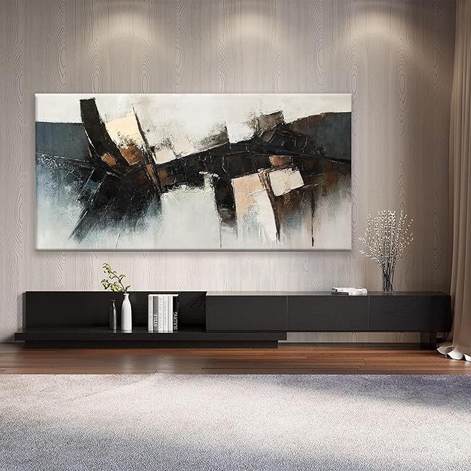 TAIJXAGSG Large Abstract Wall Art For Living Room Prints Artwork Abstract Canvas Art Wall Decor Black Wall Art Modern Painting Print Picture For Hotel Office Home Artwork 29x58 Inch