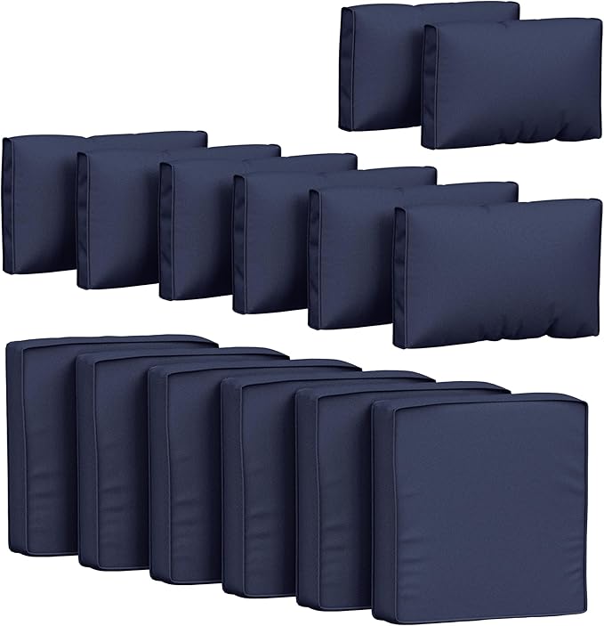 14 Pcs Outdoor Cushion Covers Patio Cushion Slipcovers Replacement Splash Proof with Zipper for Outdoor Furniture, Patio Sofa Couch 3 Sizes, Covers Only
