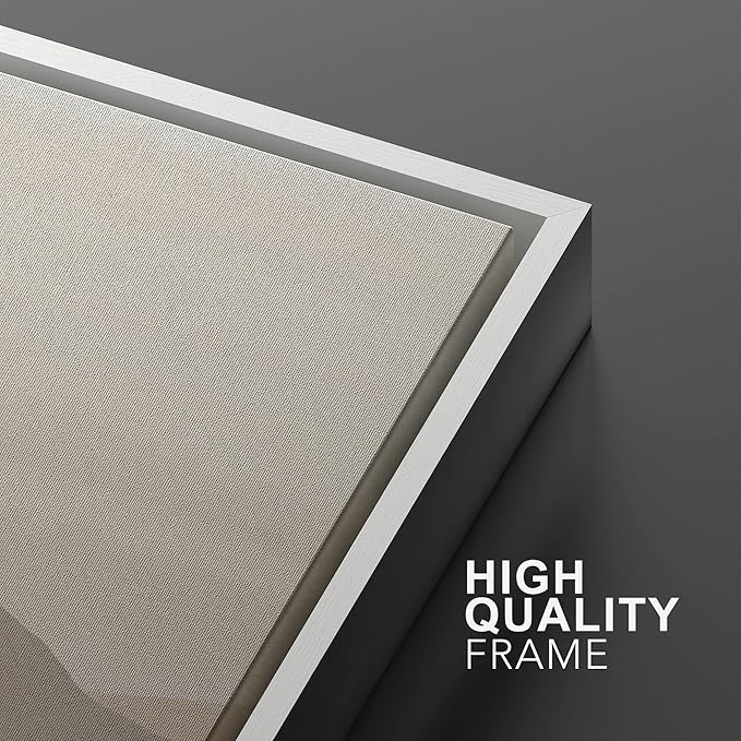 MUDECOR Framed Canvas Print Wall Art Pastel Brown Mountain Range Ocean Lake Wilderness Nature Illustrations Modern Art Decorative Calm/Relax Multicolor Rustic Minimal for Bedroom - 24"x36"x2 White