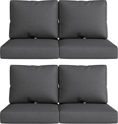 UIXE Outdoor Deep Seat Cushion Set with Slipcovers, Patio Furniture Cushions & Back Pads, Sectional Sofa Bistro Chair Cushion - Gray, Set of 4