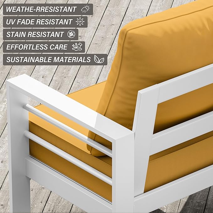 Outdoor Seat Cushion Set 24 x 24 x6.5 Inch Splash-Proof & Fade Resistant Patio Furniture Cushions with Removable Cover Deep Seat & Back Cushion with Straps for Chair Sofa Couch