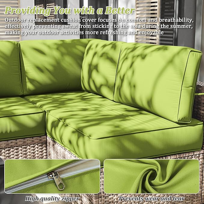 14 Pcs Outdoor Cushion Slipcovers Outdoor Patio Cushion Covers Replacement Waterproof with Zipper for Outdoor Furniture, Patio Sofa Couch 3 Sizes, Covers Only