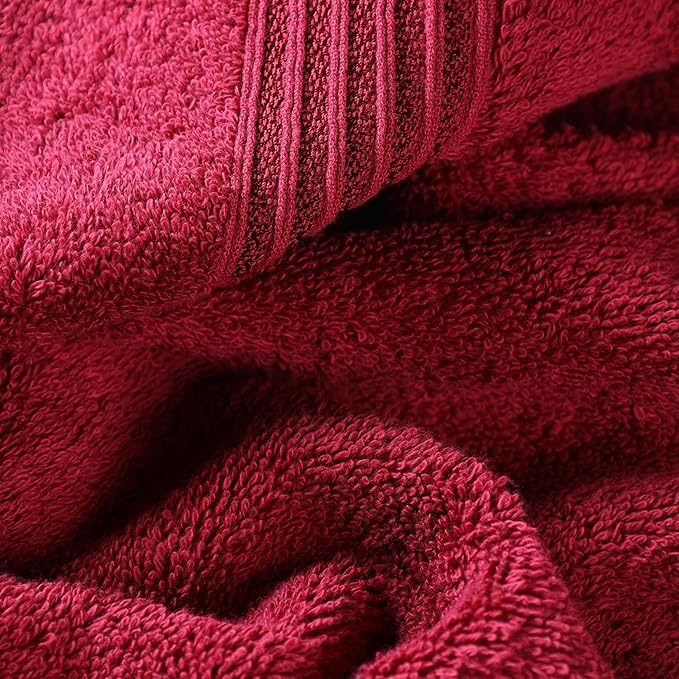 Superior Egyptian Cotton 4-Piece Bath Towel Set for Shower, Bath, Spa, Resort, Hotel, Soft Body Towels, Airbnb Essentials, Apartment, Dorm, Quick Dry, Absorbent, Bathroom Basics, Burgundy