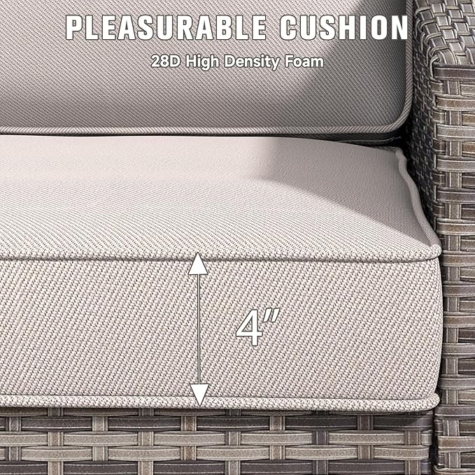 Outdoor Chair Cushions 23" x 24" x 4", Patio Deep Seat Replacement Cushions Set with Zippered Removable Cover, Weather-Resistant Olefin Fabric for Garden Chair Sofa Couch, Beige