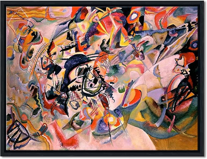 Wieco Art Framed Canvas Wall Art Composition VII, 1913 by Wassily Kandinsky Classic Abstract Famous Paintings Reproductions Canvas Wall Art for Home Decoration