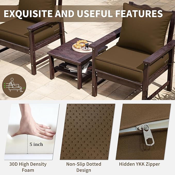 Premium Outdoor Seat Cushion Chair Cushions for Patio Furniture 24 L X 24 W X 5 H Waterproof & Fade Resistant Deep Seat and Backrest Cushion Set with Removable Covers for Chair, Sofa