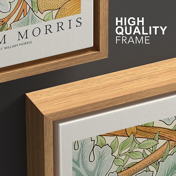 wall26 Framed Canvas Print Wall Art Set William Morris Flower Tapestry Posters Nature Wilderness Illustrations Modern Art Decorative Floral Botanical Minimal Calm for Bedroom - 24"x36"x3 Natural