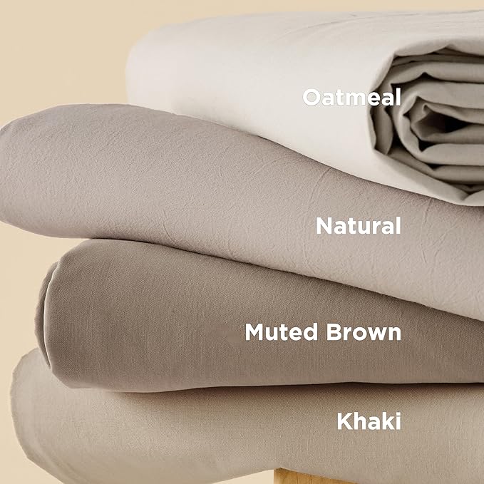 Bedsure 100% Washed Cotton Duvet Cover Oversized Queen - Muted Brown Minimalist Duvet Cover Linen Like - GentleSoft™ Plain Simple Bedding, 3 Pieces (Muted Brown, Oversized Queen, 98"x98")