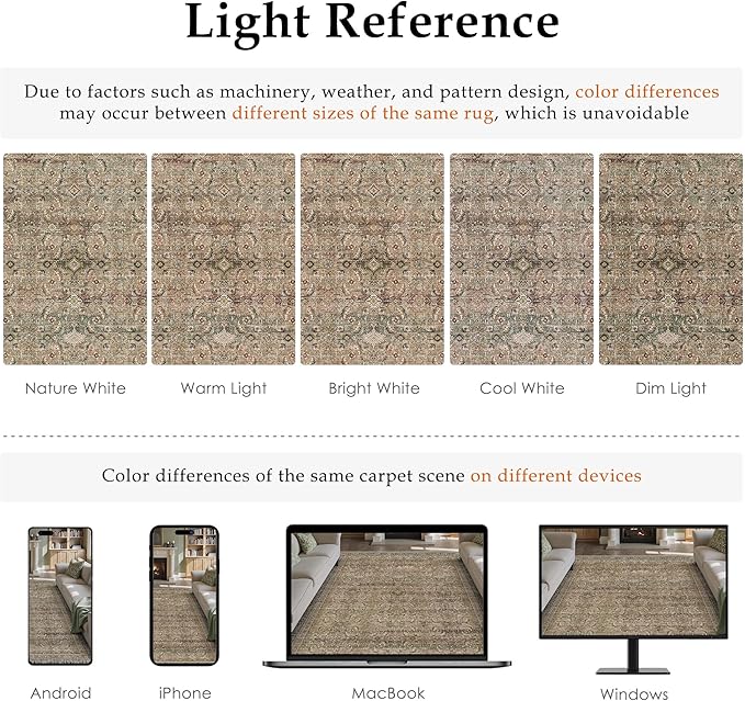 10x14 Washable Area Rug Brown Vintage Distressed Living Room Bedroom Large Throw Rug Non Slip Low Pile Soft Accent Indoor Floor Carpet for Dining Room Office Entryway Kitchen