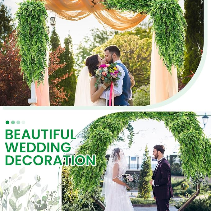 Geosar 72 Pcs Artificial Hanging Plants 32 Inch Hanging Boston Ferns Plastic Fake Plants for Wall Room Garden Wedding Garland Indoor Outdoor Decoration, No Basket