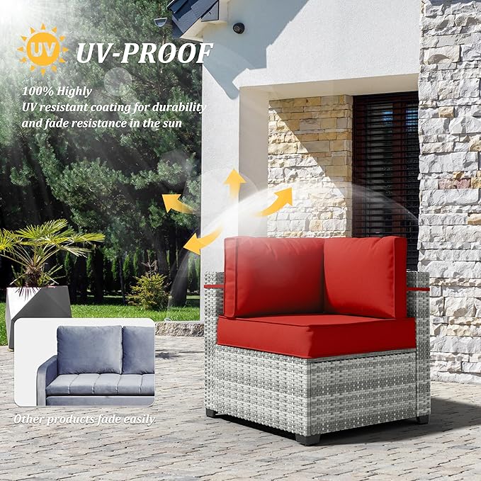14 Pcs Outdoor Cushion Covers Patio Cushion Slipcovers Replacement Splash Proof with Zipper for Outdoor Furniture, Patio Sofa Couch 3 Sizes, Covers Only