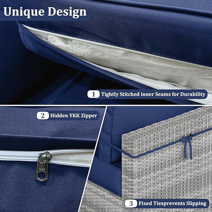 14 Pcs Outdoor Cushion Covers Patio Cushion Slipcovers Replacement Splash Proof with Zipper for Outdoor Furniture, Patio Sofa Couch 3 Sizes, Covers Only