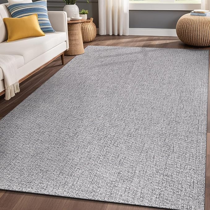Easy Jute Rugs 4x6 Gray Color Living Room Indoor Outdoor Area Rug for Farmhouse Patio and Kitchen Rug High Traffic Washable Easy to Clean Solid Boho Woven Design Outside Carpet (4 x 6)