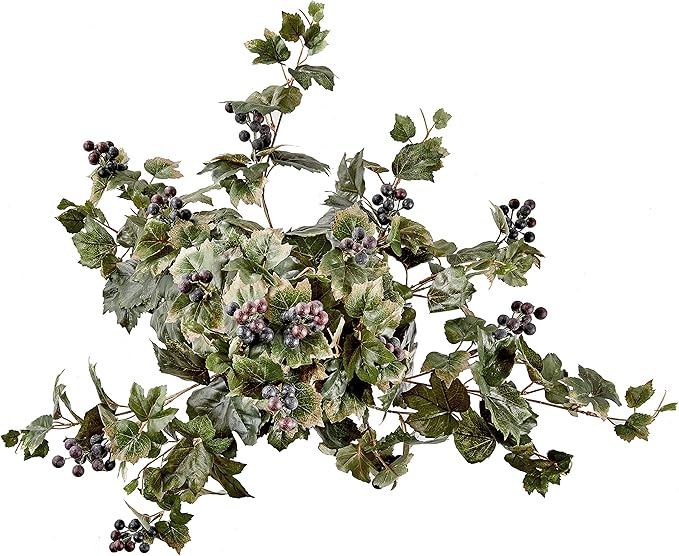 Nearly Natural Grape Leaf Hanging Basket Silk Plant, Green