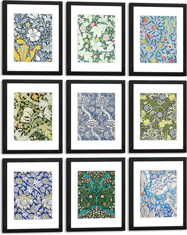 11x14 Picture Frame Set of 9 for Pictures 8x10 with Mat or 11x14 Without Mat, Wall Gallery or Tabletop display Photo Frames in Black