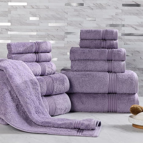 Superior Egyptian Cotton 12-Piece Towel Set, Assorted Towels for Home Bathroom, Decor Essentials, Includes 4 Bath, 4 Hand, 4 Face Towels/Washcloths, Quick Dry, Absorbent, Royal Purple