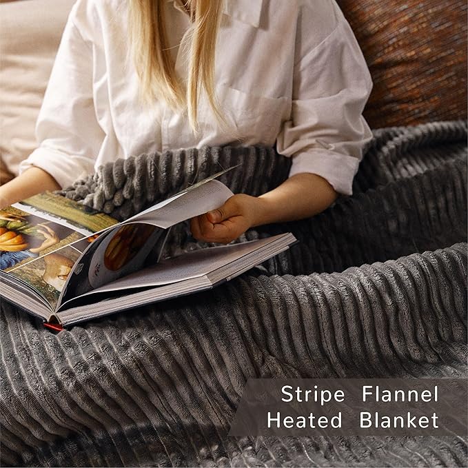 Heated Blanket King Size 100"x90",ETL Certification-6 Heating Levels Electric Blanket&1-10 Hour Auto Off,Heating Blanket with Dual Controller (Grey)