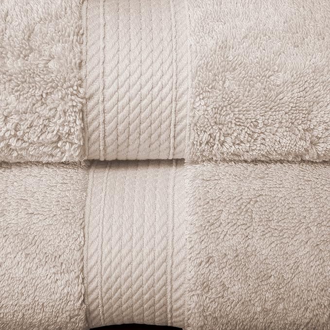 BLUENILEMILLS Solid Egyptian Cotton Bath Towel Set, 30" x 55", Stone, 2-Pieces