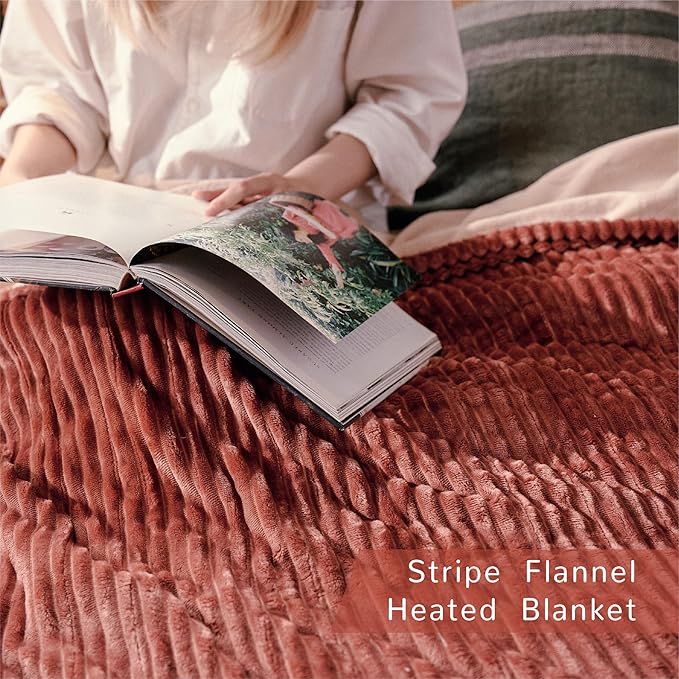 Heated Blanket Full Size 72"x84",ETL Certification-6 Heating Levels Electric Blanket&1-10 Hour Auto Off,Machine Washable Heating Blanket(RED)