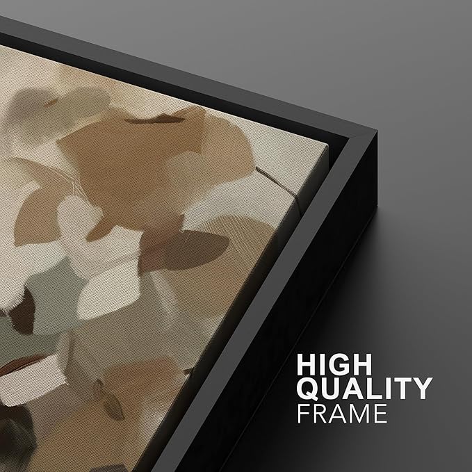 MUDECOR Framed Canvas Print Wall Art Set Abstract Leaf Branch Minimalist Nature-Inspired Beige and Brown Calm/Zen for Living Room, Bedroom, Office - 24"x36"x2 Black