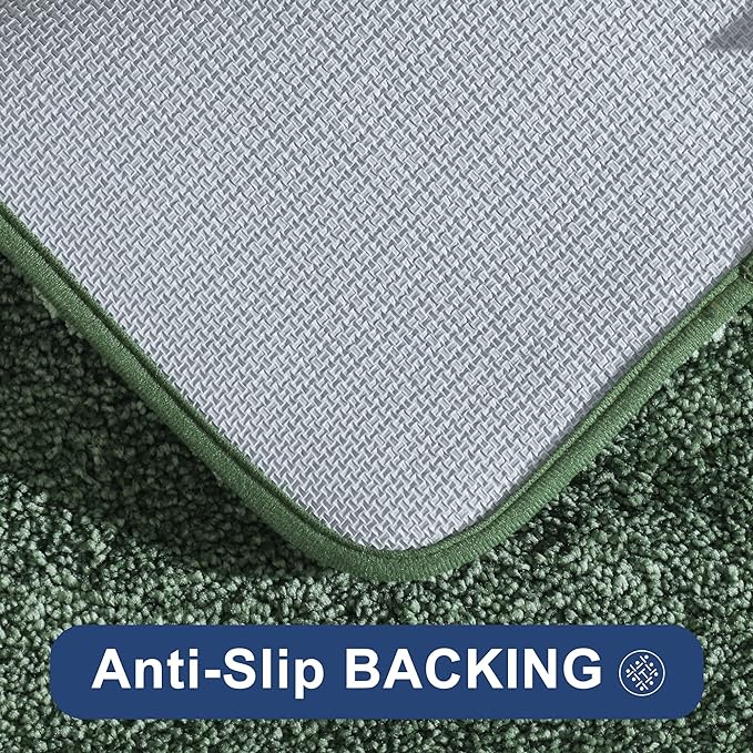 COSY HOMEER Bath Rugs for Bathroom Extra Thick- Anti-Slip Bath Mats Soft Plush Yarn Shaggy 100% Strong Mirco Polyeste Mat Living Room Bedroom Mat Floor Water Absorbent(Green,24x36 - Inches)