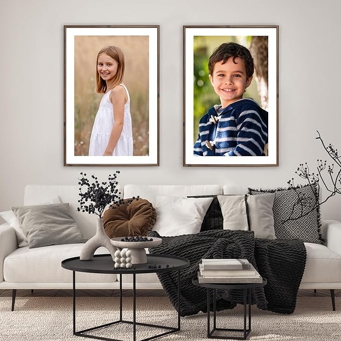 Camden Reed Set of Two Serenity Poster Frames Matted to 20x32 Inches, 24x36 Inch, Dark Oak Finish