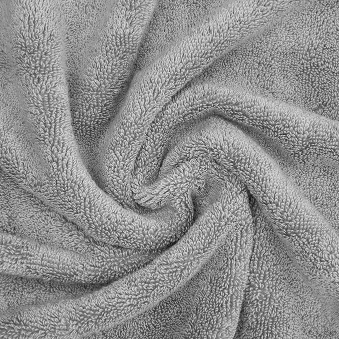 American Soft Linen Salem Washcloth Sets, 4 Piece Luxury 600 GSM 100% Cotton Washcloths for Bathroom, 13x13 inches Washrags Premium Quality Hand Face Towels, Light Grey