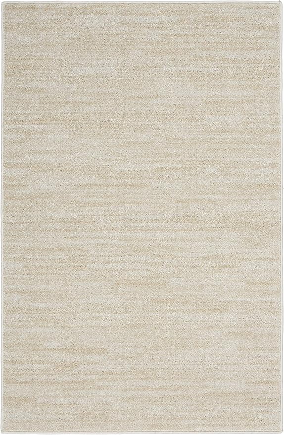Nourison Home Essentials Indoor/Outdoor Ivory Beige 2' x 4' Area Rug, Easy Cleaning, Non Shedding, Bed Room, Living Room, Dining Room, Backyard, Deck, Patio (2x4)
