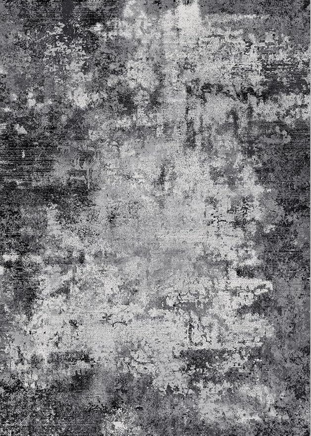 GENIMO 8x10 Washable Area Rugs for Living Room Bedroom, Modern Abstract Low Pile Soft Non Slip Rug, Contemporary Indoor Floor Carpet Cover for Dining Room Kitchen, Ink Wash Grey