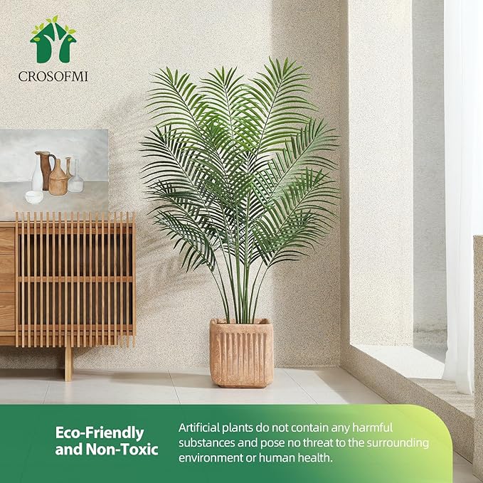 Artificial Palm Tree 5Ft Faux Dypsis Lutescens-Tall Fake Plants with Adjustable Branches,No Maintenance,Tropical Palm Tree for Indoor Decor - Ideal for Living Room,Office,Commercial Spaces,2pcs