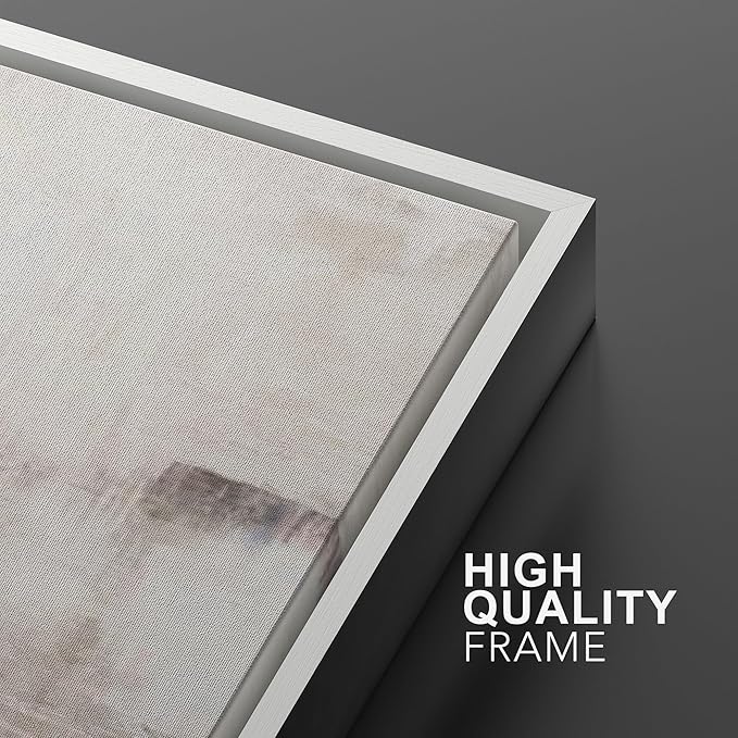 MUDECOR Framed Canvas Print Wall Art Set Abstract Lake and Mountain Serene Landscape Illustrations Modern Art Decorative Bohemian Calm/Zen for Living Room, Bedroom, Office - 24"x36"x2 White