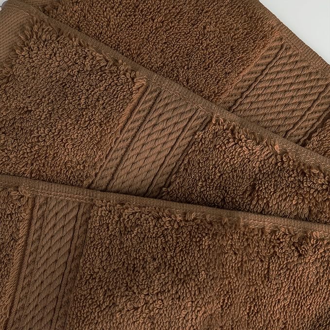 BNM Egyptian Cotton Heavyweight Towels, Ideal For Bathroom, Shower, Spa, Hotel, 800 GSM, Face/ Washcloths, Hand Towels, Bath Towels, Absorbent, Luxury Basics, 9 Piece Towel Set, Chocolate Dark Brown