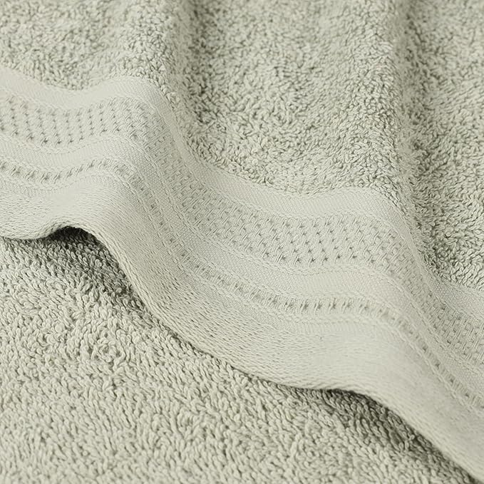 Superior Honeycomb Cotton Medium Weight Towels, for Bathroom, Shower, Spa, Pool, Quick Dry, Adults, Home Essentials, Textured Waffle Border, Oversized Large Towels, Bath Sheets, Set of 2, Sage