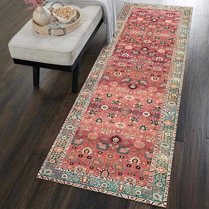 vivorug Runners for Hallways 2'x7', Non Slip Washable Rug, Carpet Runner for Kitchen Laundry Room Bedroom, Ultra Soft Rug Runner with Rubber Backing, Cherry Red/Spice