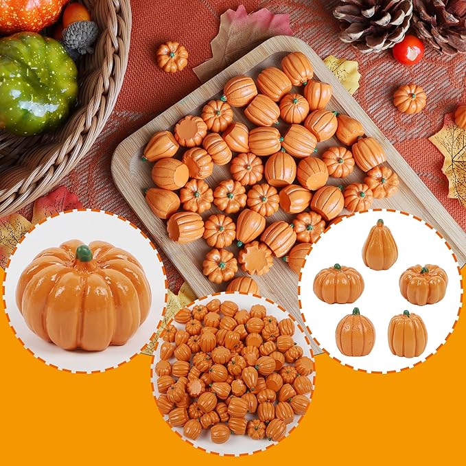 winemana Mini Pumpkins Fall Decorations-80 Pack Thanksgiving Small Pumpkins Fall Vase Bowl Filler, Fall Table Decor for DIY Crafts Home Indoor Halloween Harvest Autumn Decorating (Orange)
